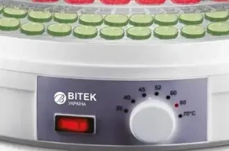 Сушилка для овощей и фруктов BT-6800 350 Вт дегидратор пищевой 5 уровней электросушилка с регулировкой температуры сушилка для ягод зелени трав фруктов овощей с механическим управлением 5 лотками из пластика без BPA - изображение 3