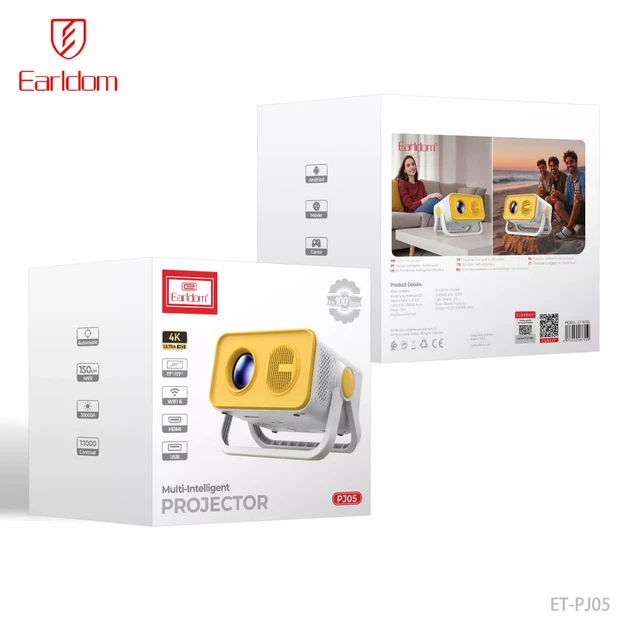 Смарт-проектор Earldom ET-PJ05 Full HD / 4K Android TV Wi-Fi Bluetooth з пульта ДК - Фото 5 Смарт-проектор Earldom ET-PJ05 Full HD / 4K Android TV Wi-Fi Bluetooth з пульта ДК - зображення 5
