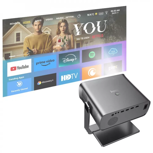 Мультимедийный проектор Hoco DT5 Smart TV Full HD (1920x1080) Wi-Fi/Bluetooth Серый - изображение 4