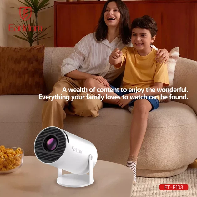 Смарт Игровой Проектор Earldom ET-PJ03 White + 2 Джойстики (Android TV, Wi-Fi 6, Bluetooth, 4K/Full HD, HDMI, USB, AUX 3.5 мм, Пульт ДУ) - изображение 4