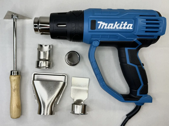 Строительный фен Makita 2000 Вт технический термофен 600°C электрический 500 л мин промышленный с регулировкой температуры горячего воздуха для снятия краски лака сушки пайки размораживания термообработки с насадками кейсом - изображение 7