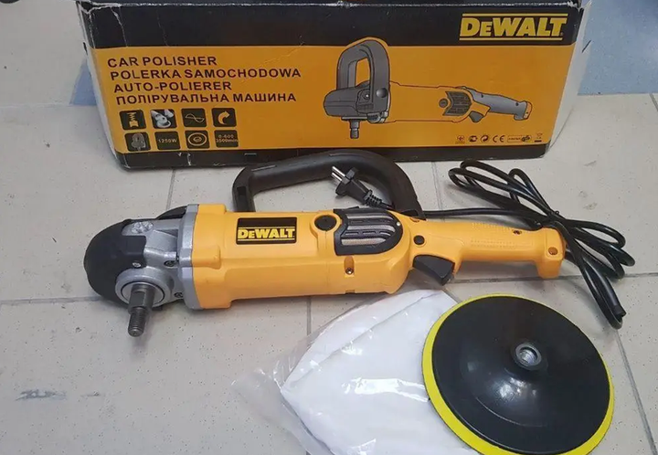 Полировальная машина DeWalt 1250 Вт шлифмашина сетевая 180 мм полировщик 600 3500 об мин электрический регулятор скорости для авто металла бетона стеклопластика композитов с блокировкой шпинделя M14 - изображение 7