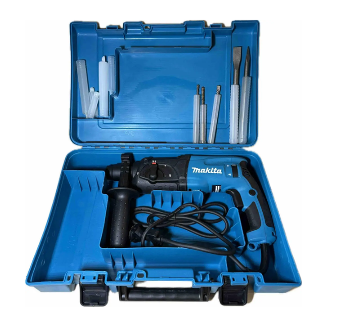Перфоратор Makita 780 Вт SDS Plus 2.7 Дж електричний 4500 уд хв трирежимний 1100 об хв для свердління бетону 24 мм металу 13 мм дерева 32 мм довбання з реверсом антивібрацією розчіпною муфтою кейсом бурами - зображення 2