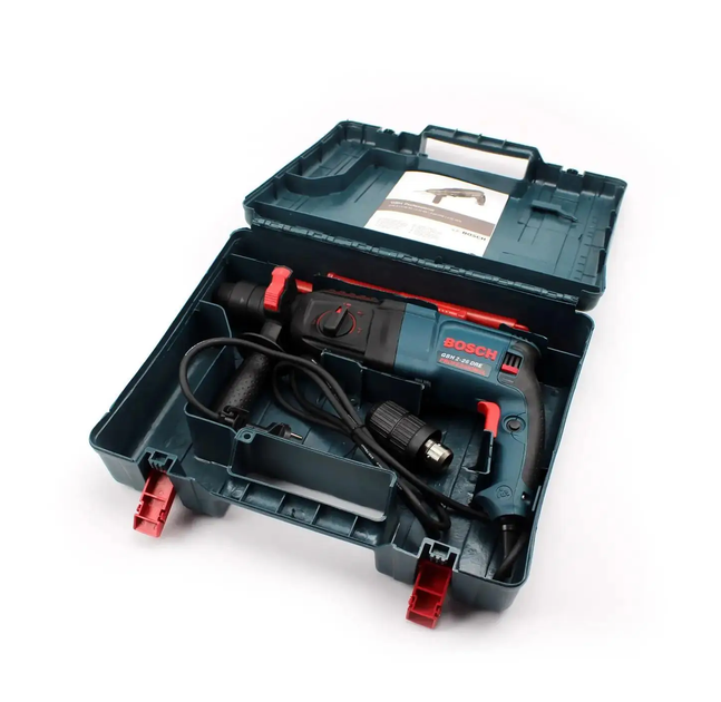 Перфоратор Bosch 800 Вт SDS Plus 2.8 Дж електричний 4000 уд хв трирежимний 900 об хв для свердління бетону 26 мм довбання демонтажу цегли каменю з реверсом регулюванням швидкості антивібрацією додатковим патроном під ключ кейсом - зображення 4