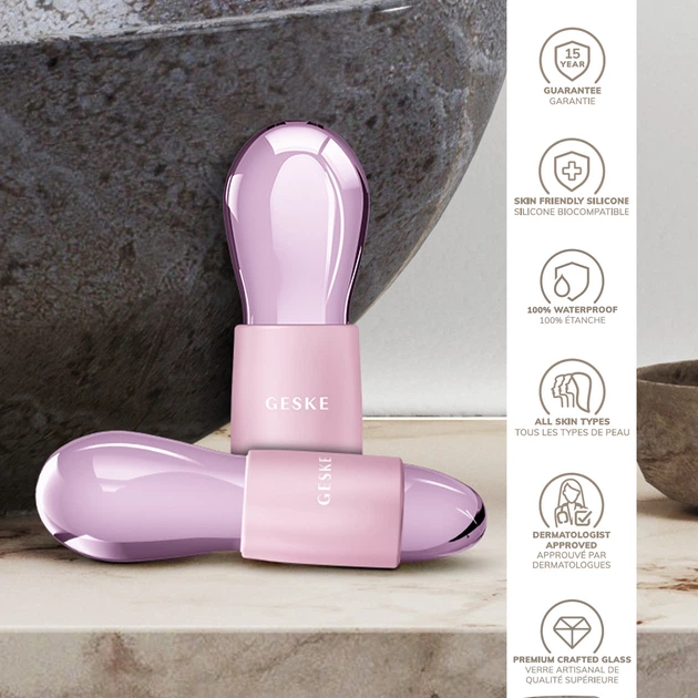 Набір масажерів для очей та обличчя GESKE Cool & Warm Duo Eye Massager 7 в 1 кріосфери з боросилікатного скла для охолодження та нагрівання шкіри зменшення набряків і темних кіл Рожевий - изображение 3
