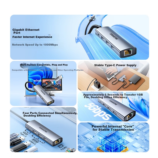 Док-станція Sanze HWK1-Q 5 в 1 USB 3.0 золотиста - зображення 4