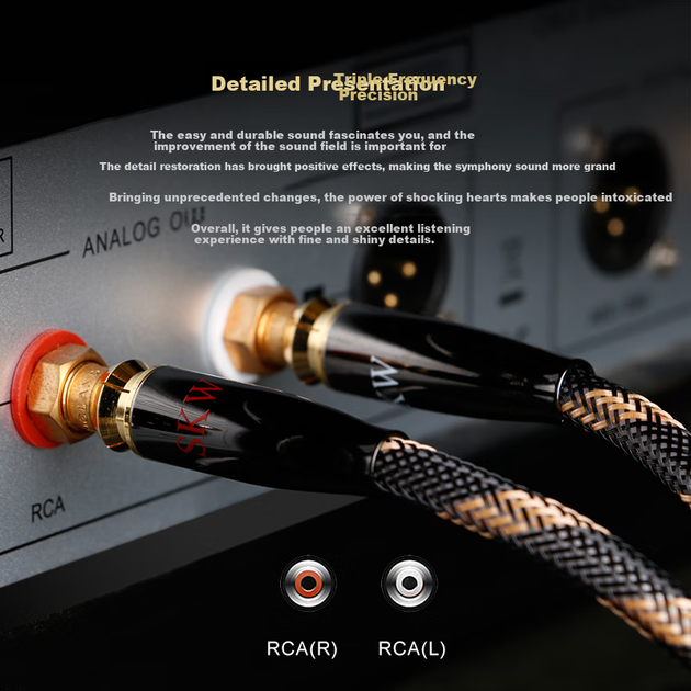 Кабель аудио SKW BG04A 2x RCA с монокристаллической меди 6N, 1.5 м - изображение 3