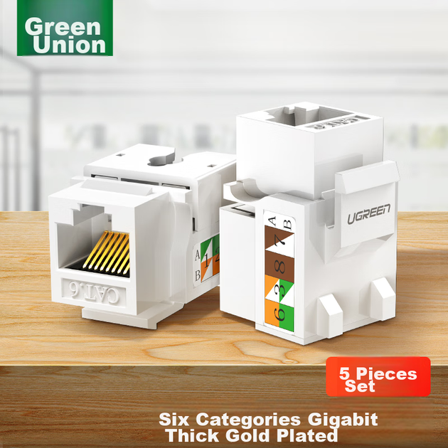Модуль Ugreen RJ-45 Cat 6 пряме подключения 5 шт. Бежевый (80179) - изображение 2