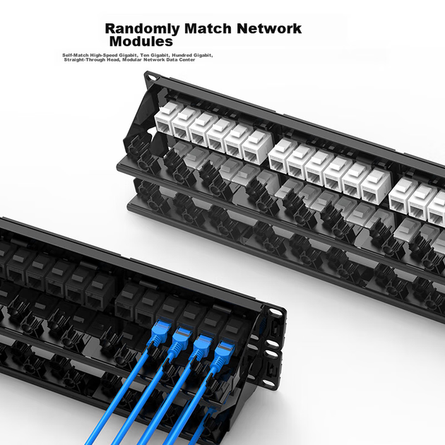 Патч-панель SK-LINK 19" 2U 48 портів Cat 6 UTP у зборі з організатором кабелю (SK-P600M) - Фото 3 Патч-панель SK-LINK 19" 2U 48 портів Cat 6 UTP у зборі з організатором кабелю (SK-P600M) - зображення 3