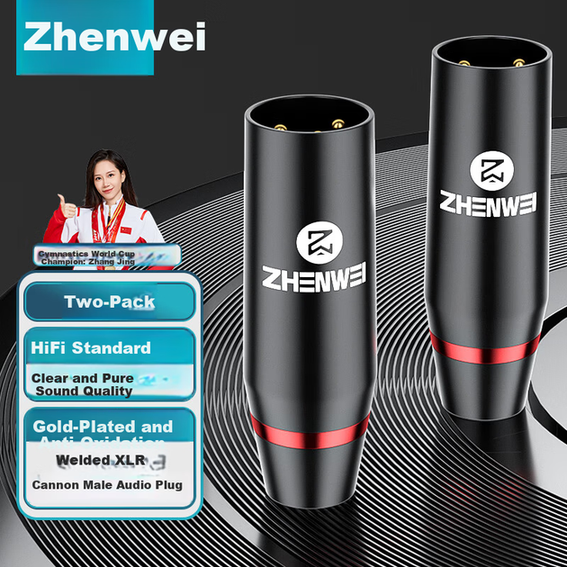 Роз'єми ZHENWEI ZW-YPZ089 XLR тато триконтактні, 2 шт, золотий - зображення 2