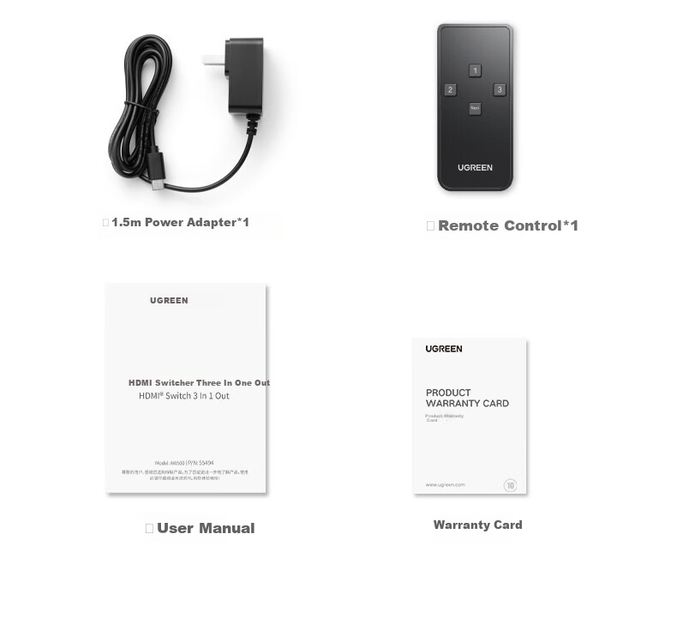 Комутатор UGREEN AW500 3-в-1 з розділенням аудіо (55494) - Фото 6 Комутатор UGREEN AW500 3-в-1 з розділенням аудіо (55494) - зображення 6