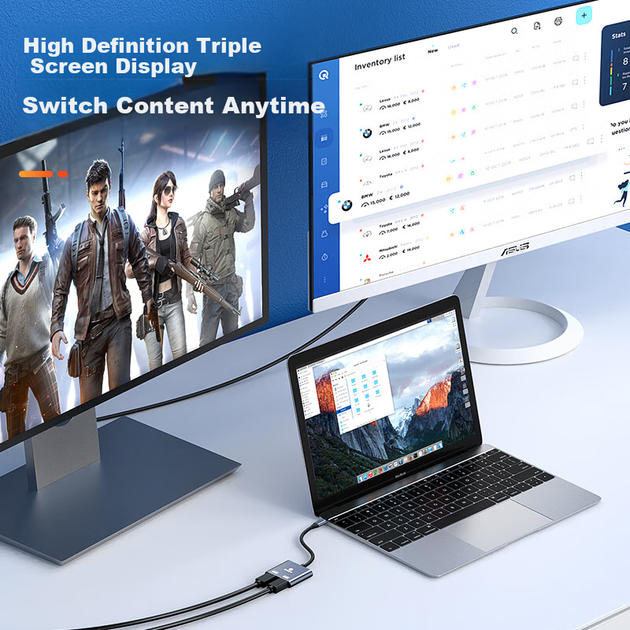 Док-станция BIAZE Type-C для двух экранов 4K 60 Гц Серый (XL-ZH156-2) - изображение 4