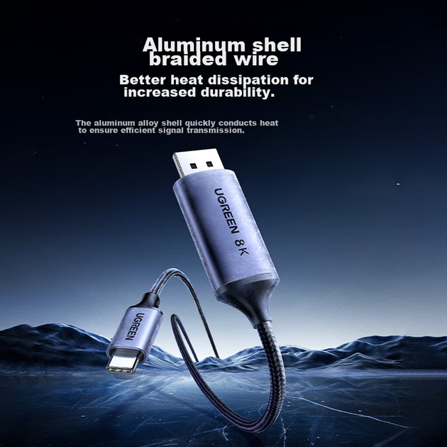 Кабель Ugreen CM556 USB Type-C - DisplayPort DisplayPort 1.4 8K 60 Гц 1.5 м - Фото 7 Кабель Ugreen CM556 USB Type-C - DisplayPort DisplayPort 1.4 8K 60 Гц 1.5 м - изображение 7