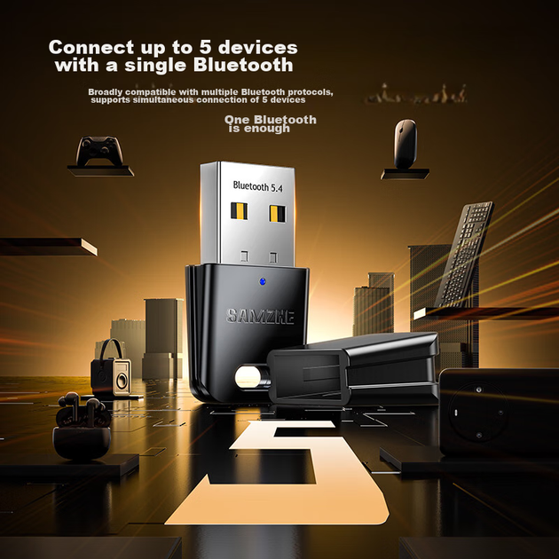 Мережевий адаптер SAMZHE BT54H / Bluetooth 5.4 / USB / Blue - зображення 2