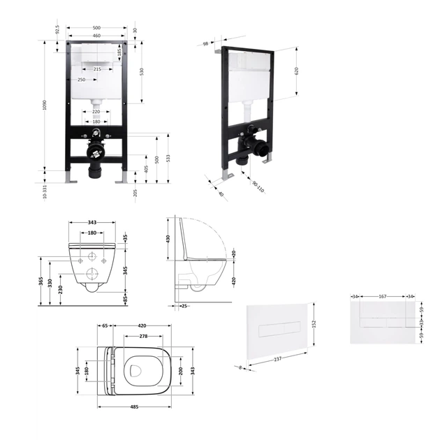 Готовое решение Qtap для ванной комнаты: подвесной унитаз Gemini Ultra Quiet 485x340x350 + комплект инсталляции Standard (линейная кнопка White) - изображение 2