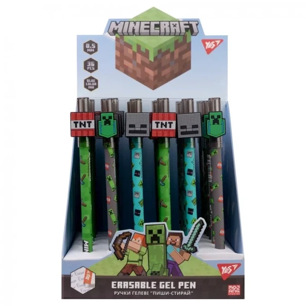 Ручка пиши-стирай YES Minecraft 420378 0 5 мм синяя - изображение 2