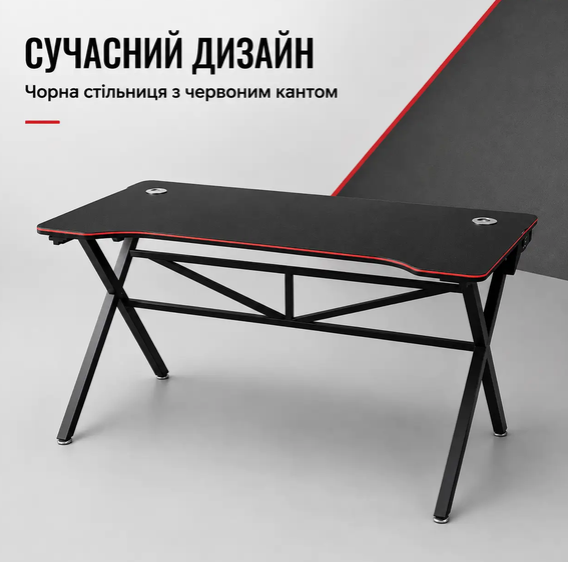 Компьютерный стол 120х60 см геймерский игровой прямой 73 см письменный для ПК ноутбука монитора работы обучение стримингу с металлическим каркасом кабель менеджментом - изображение 7