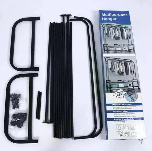 Вешалка-стойка Multipurpose Hanger напольная для одежды на колесиках 150х110х57 см до 48 кг Черный (16650) - изображение 4