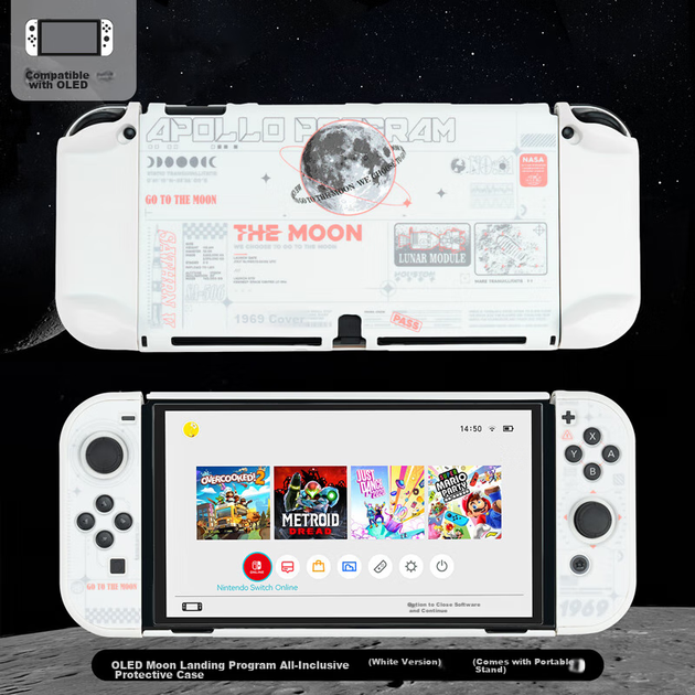 Чехол Jixiang для Nintendo Switch OLED защитный жесткий с подставкой White - изображение 5