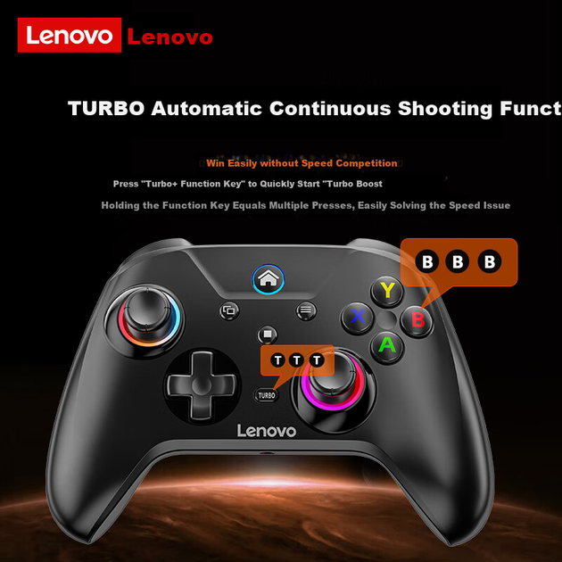Контроллер игровой беспроводной Lenovo S02 Bluetooth Black - Фото 5 Контроллер игровой беспроводной Lenovo S02 Bluetooth Black - изображение 5