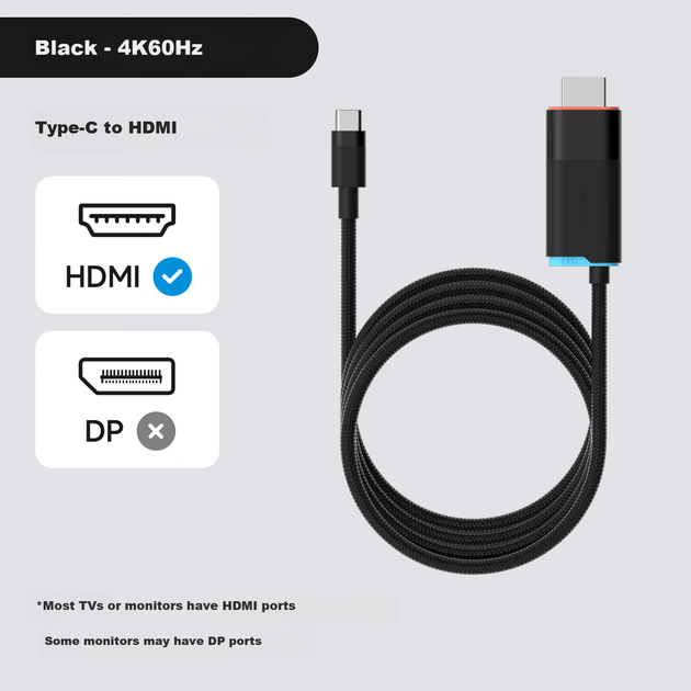 Кабель Hagibis для Switch 2 Type-C – HDMI Black - изображение 2
