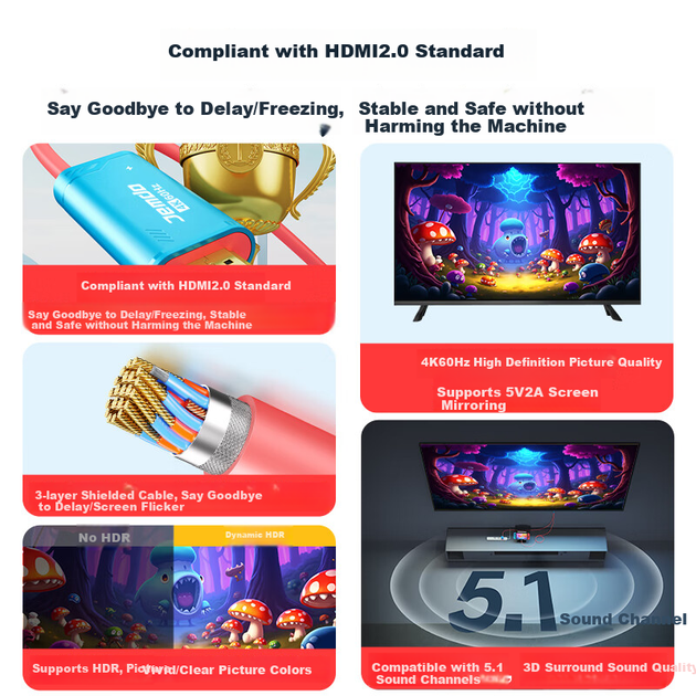 Переходник Jemdo Type-C на HDMI для Nintendo Switch 2 4K/60Hz - Фото 3 Переходник Jemdo Type-C на HDMI для Nintendo Switch 2 4K/60Hz - изображение 3