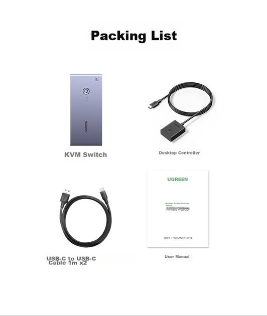 KVM-перемикач UGREEN CM730 2-портовий USB Type-C 4K 60 Гц (25959) - зображення 12