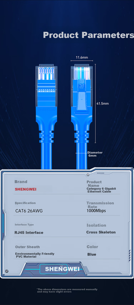 Патч-корд Shengwei Cat 6 1 Гбит/с 20 м Синий (LC-1220C) - Фото 4 Патч-корд Shengwei Cat 6 1 Гбит/с 20 м Синий (LC-1220C) - изображение 4