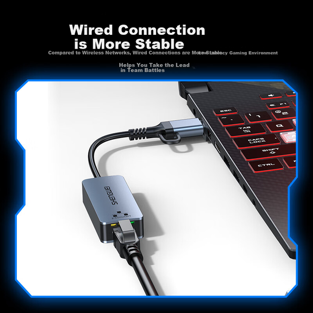 Сетевой адаптер Shengwei EUR0007J / USB 3.0 + USB Type-C / 2.5 Гбит/с Ethernet - изображение 4