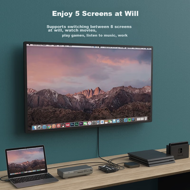 HDMI-переключатель MT-Viki, пятиканальное устройство для совместного использования экрана высокой четкости с компьютером/PS4/приставкой/проекционным телевизором MT-SW501 - изображение 3