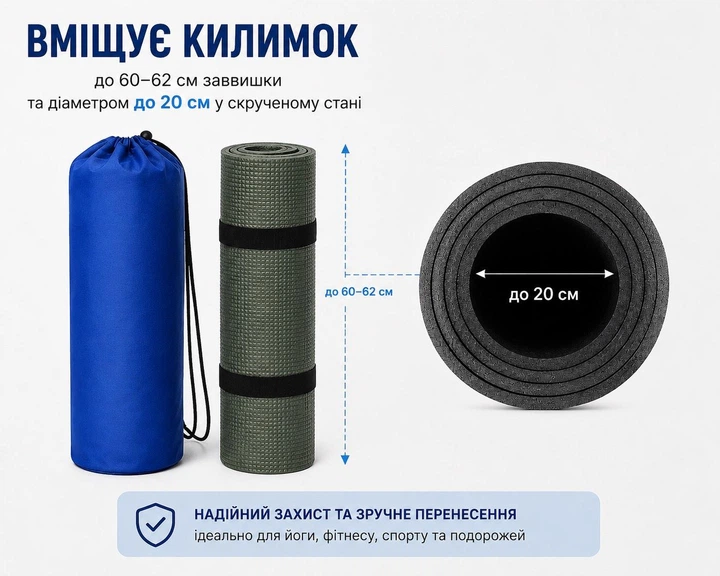 Чехол-сумка для коврика IVN L для йоги, фитнеса, спорта и туризма, Rip-Stop, до 62×20 см, синий IV-7377 - Фото 4 Чехол-сумка для коврика IVN L для йоги, фитнеса, спорта и туризма, Rip-Stop, до 62×20 см, синий IV-7377 - изображение 4