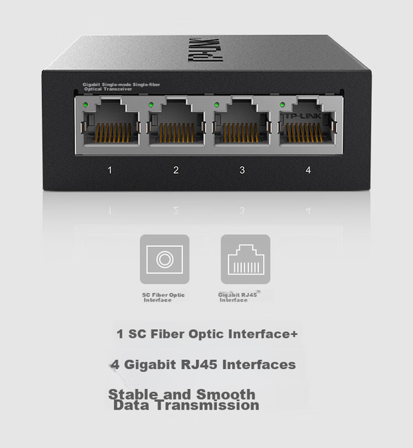 Гигабитный одномодовый оптоволоконный медиаконвертер TP-LINK TL-FC314B, оптико-электрический преобразователь 1SC+4GE (один блок) - Фото 9 Гигабитный одномодовый оптоволоконный медиаконвертер TP-LINK TL-FC314B, оптико-электрический преобразователь 1SC+4GE (один блок) - изображение 9