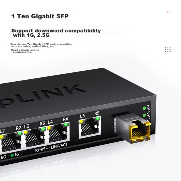 Коммутатор KeepLINK KP-9000, 5 портов 2.5G + 1 порт 10G SFP, для NAS и модемов - изображение 3