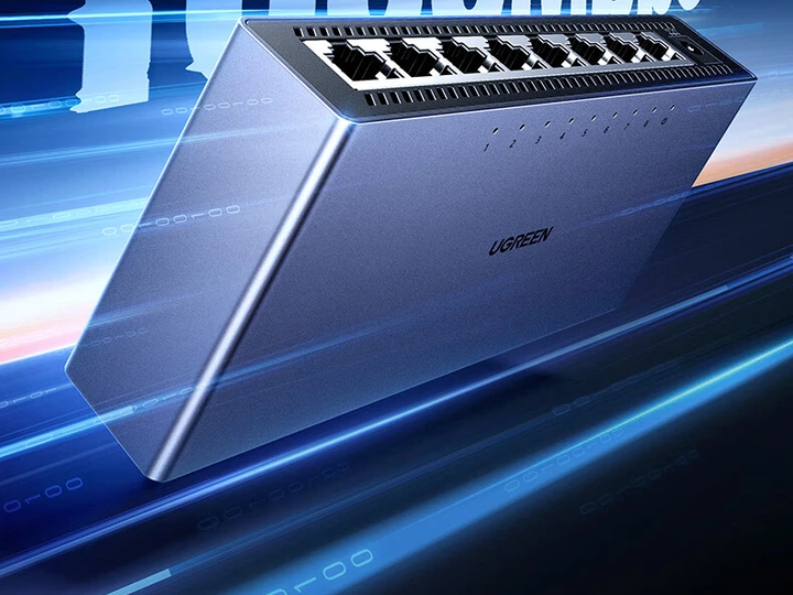 Коммутатор UGREEN HUB15642 8 портов гигабитный алюминиевый корпус, для видеонаблюдения - изображение 8