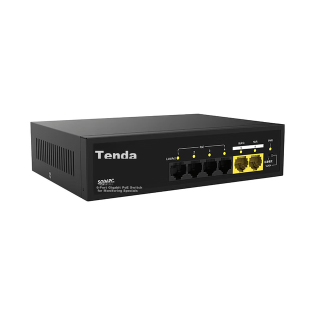 Коммутатор Tenda SG06PC 6 портов, 4 PoE, для видеонаблюдения - изображение 4