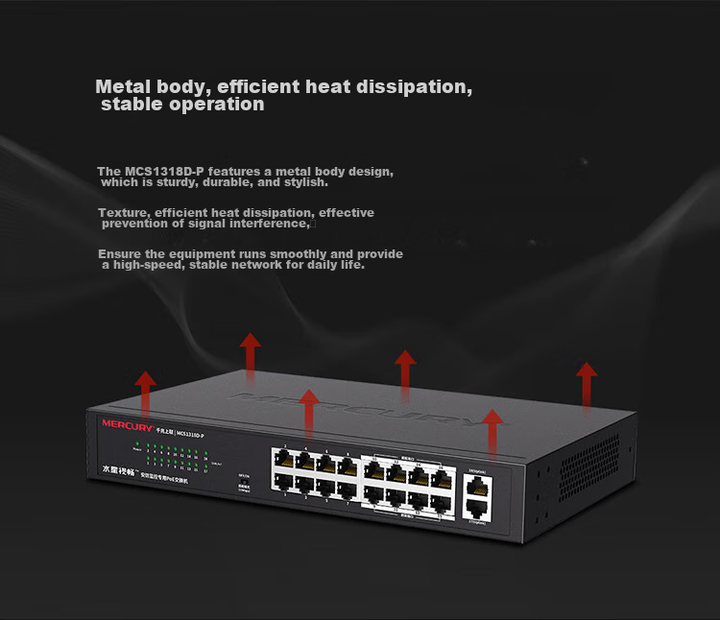 Коммутатор MERCURY PoE 16-портовый 100Мбит/с +2 Gigabit Uplink для видеонаблюдения MCS1318D-P - Фото 12 Коммутатор MERCURY PoE 16-портовый 100Мбит/с +2 Gigabit Uplink для видеонаблюдения MCS1318D-P - изображение 12