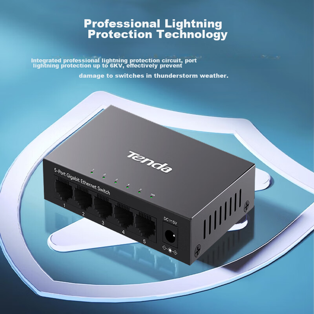 Коммутатор Tenda TEG1005D 5-портовый Gigabit Ethernet - Фото 7 Коммутатор Tenda TEG1005D 5-портовый Gigabit Ethernet - изображение 7