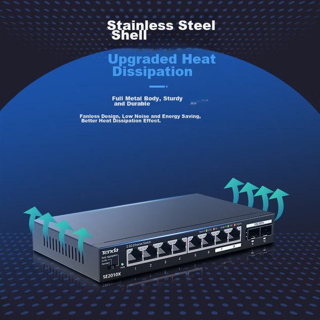 Коммутатор Tenda 8-портовый 2.5G + 2 SFP+ гигабитный, SE2010X - изображение 9