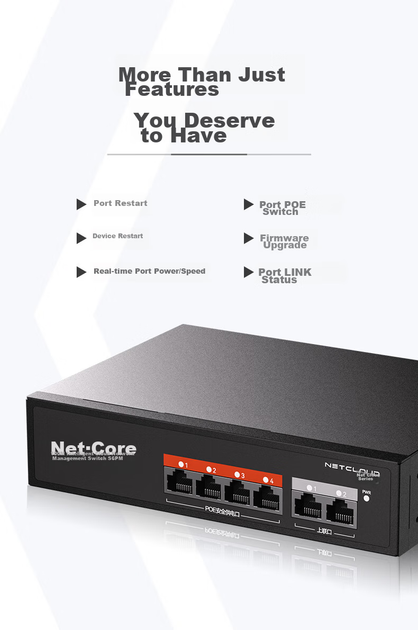 Коммутатор Netcore S6PM 6 портов POE 100 Мбит/с облачный - изображение 7