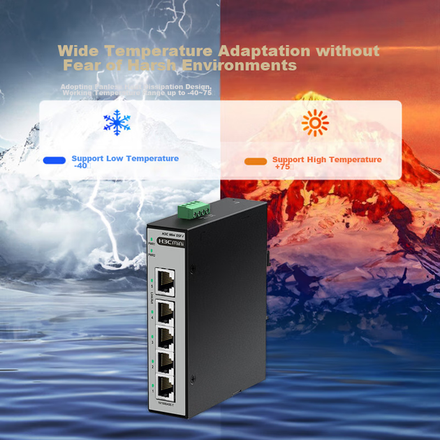 Коммутатор H3C S5F-I промышленный 5-портовый на DIN-рейку, IP41 - изображение 7