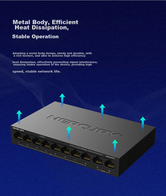 Коммутатор MERCURY MSG10CPS 10-портовый гигабитный, 8xPoE - изображение 10