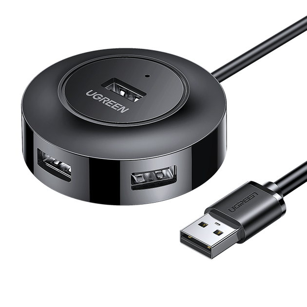USB-концентратор UGREEN 2.0, 4-портовая док-станция расширения, разветвитель для ноутбуков и настольных компьютеров, многопортовый преобразователь с розеткой питания, длина кабеля 1,5 метра. - изображение 4