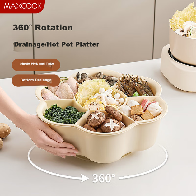 Тарілка для гарніру MAXCOOK, кошик для зливання води, кошик для миття овочів, обертовий гарячий горщик, миска для гарніру, композитна тарілка, пластикова миска, ситечко, кошик для овочів MCWA7871 - Фото 4 Тарілка для гарніру MAXCOOK, кошик для зливання води, кошик для миття овочів, обертовий гарячий горщик, миска для гарніру, композитна тарілка, пластикова миска, ситечко, кошик для овочів MCWA7871 - изображение 4