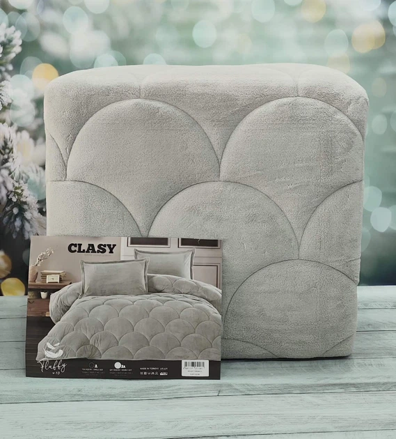 Покрывало плюшевое двухстороннее Clasy Fluffy V13 195х215 см евро серый - изображение 3