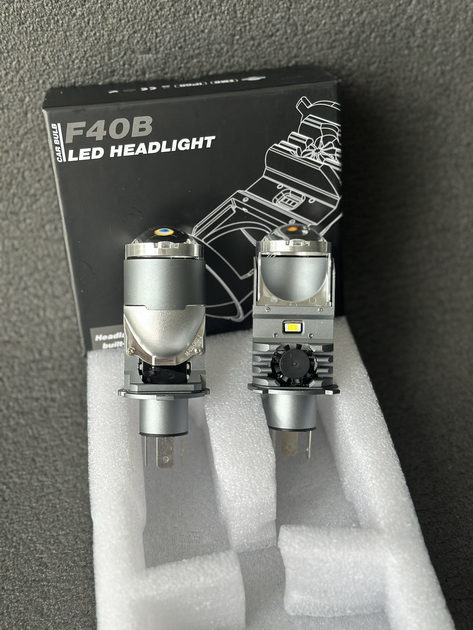LED лампи F40B H4 з міні-лінзами 12-24В для авто - зображення 5