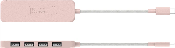 Hub USB J5create JCH341E USB-C 10Gbps to 4 x USB-A Misty Rose (JCH341ER-N) - obraz 2