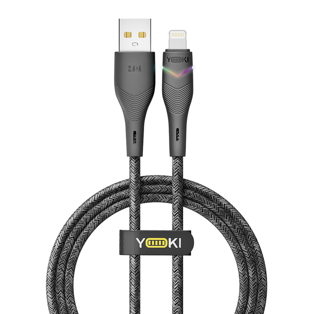 Кабель USB YOKI RGB YK-RG24 Lightning 2.4A 1.2m с подсветкой для передачи данных и зарядки белый - Фото 1 Кабель USB YOKI RGB YK-RG24 Lightning 2.4A 1.2m с подсветкой для передачи данных и зарядки белый - изображение 1
