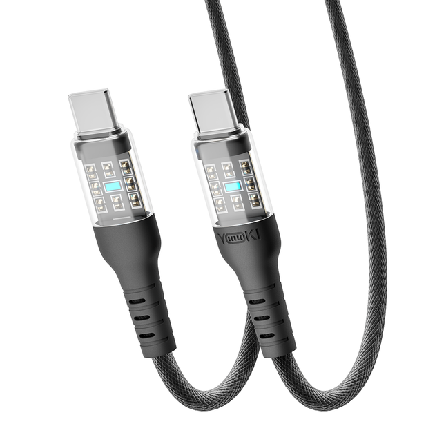 Кабель USB YOKI CYBER YK-CY23 Type-C to Type-C 60W 1.2m прочный с эластичной оплеткой Black - изображение 6