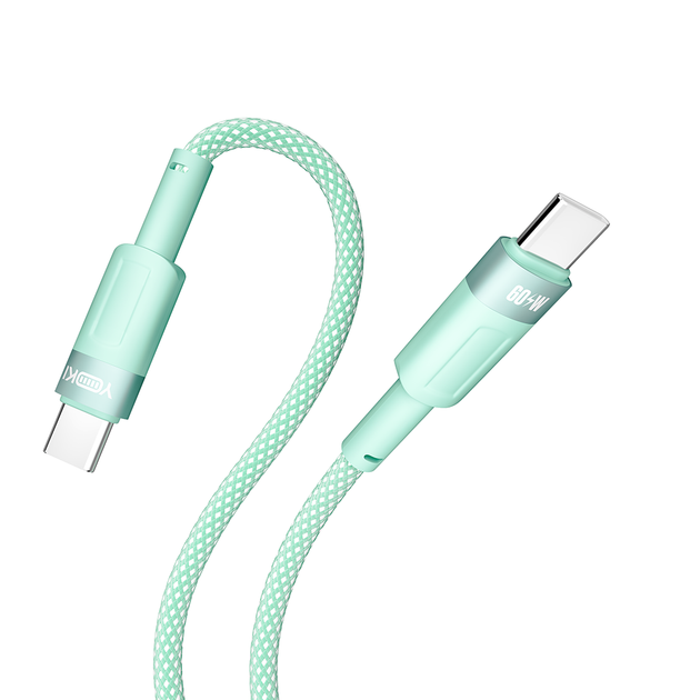 Кабель USB YOKI STYLE YK-ST41 Type-C to Type-C 60W 1.2m с защитой от изломов и быстрым зарядом черный - изображение 3
