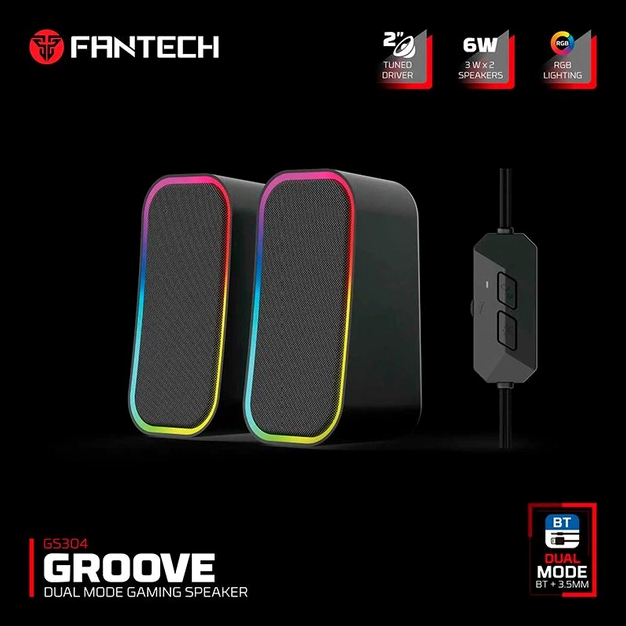 Компьютерные колонки Fantech GS304 Groove Bluetooth V5.3 с мощными басами и LED-подсветкой черные - изображение 7